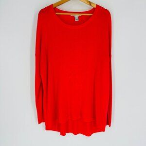 MNG By Mango Red Long Sleeve Round Neck Knit Hi-Low Hem Comfy Sweater Size S